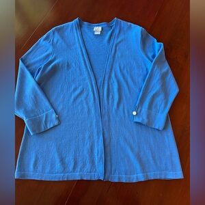 Chico's Blue Knit Open Front Cardigan Sweater